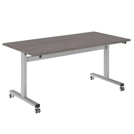 Pro Flip Rectangular Table - W1600 x D800 x H725mm - Silver Legs - Grey Oak